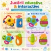 Set jucarii senzoriale pentru bebelusi cu 6 zornaitori si 3 carti senzoriale, 9 bucati