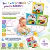Set jucarii senzoriale pentru bebelusi cu 6 zornaitori si 3 carti senzoriale, 9 bucati