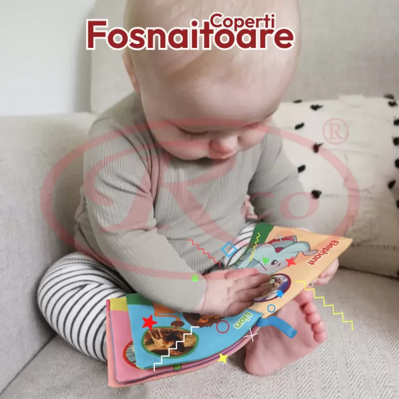 Set jucarii senzoriale pentru bebelusi cu 6 zornaitori si 3 carti senzoriale, 9 bucati