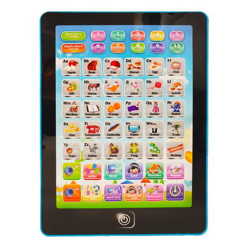 Tableta interactiva si educativa pentu copii, cu ecran plat, in limba engleza,cu functii multiple, 17x20 cm