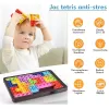 Joc clasic de tetris+Puzzle+Joc Pop It cu 24 de piese multicolore din silicon, 3+ani,