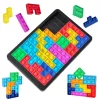Joc clasic de tetris+Puzzle+Joc Pop It cu 24 de piese multicolore din silicon, 3+ani,