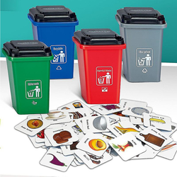Joc educativ sortarea deseurilor pe culori Garbage classification, 100 carduri, 1-4 jucatori, +4 ani
