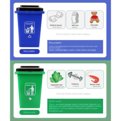 Joc educativ sortarea deseurilor pe culori Garbage classification, 100 carduri, 1-4 jucatori, +4 ani