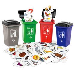 Joc educativ sortarea deseurilor pe culori Garbage classification, 100 carduri, 1-4 jucatori, +4 ani