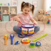 Set de instrumente muzicale pentru copii cu toba, flaut, fluier, maracas, tamburina si castaniete