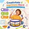 Set de instrumente muzicale pentru copii cu toba, flaut, fluier, maracas, tamburina si castaniete