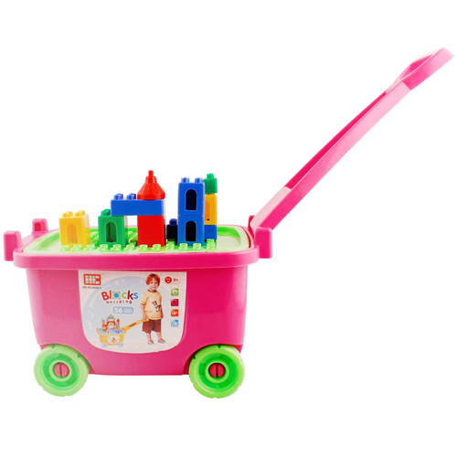 Set cuburi constructie cu carucior 53 piese