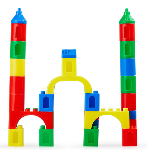 Set cuburi constructie cu carucior 53 piese