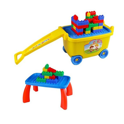 Set cuburi constructie cu carucior 81 piese