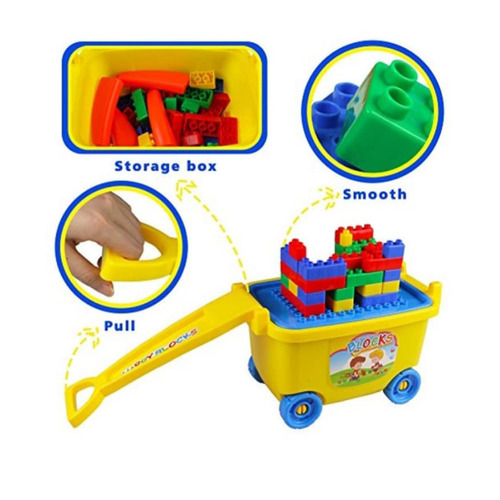 Set cuburi constructie cu carucior 81 piese