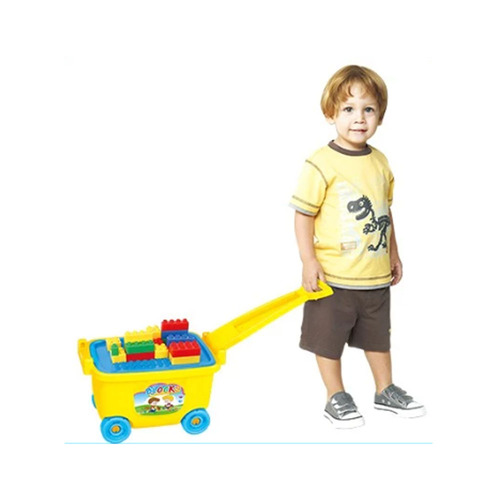 Set cuburi constructie cu carucior 81 piese