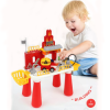 Set masuta multifunctionala Fire Station cu 55 cuburi de constructie, 44.5x49x20 cm