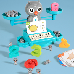 Jucarie educativa si interactiva STEM, Bufnita cu balanta, numere si concepte matematice, 26.5x16x19 cm, din ABS, +6 ani