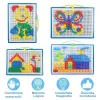 Joc creativ mozaic cu pioneze multicolore si cutie de depozitare din plastic, 296 piese in trei dimensiuni, 3+ ani