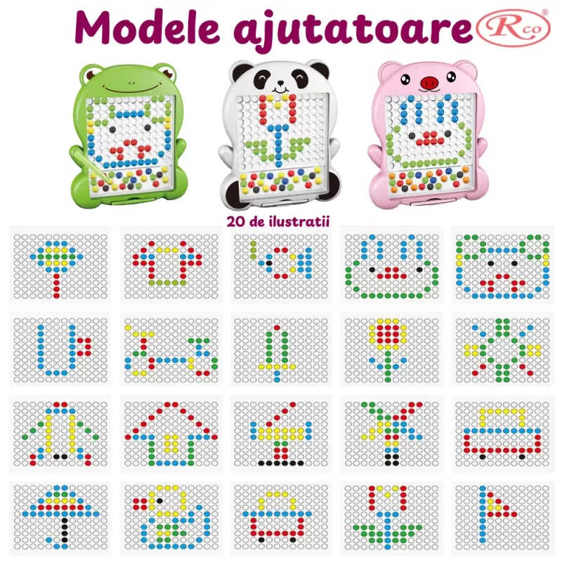 Mozaic Clasic Magnetic Board cu 20 Modele – Joc Creativ si Educativ Broscuta