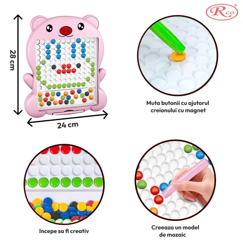 Mozaic Clasic Magnetic Board cu 20 Modele – Joc Creativ si Educativ Porcusor