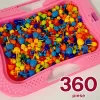 Joc creativ mozaic cu 360 pioneze, 7 culori, trei dimensiuni a pieselor, cutie de depozitare din plastic, 3+ ani, Roz