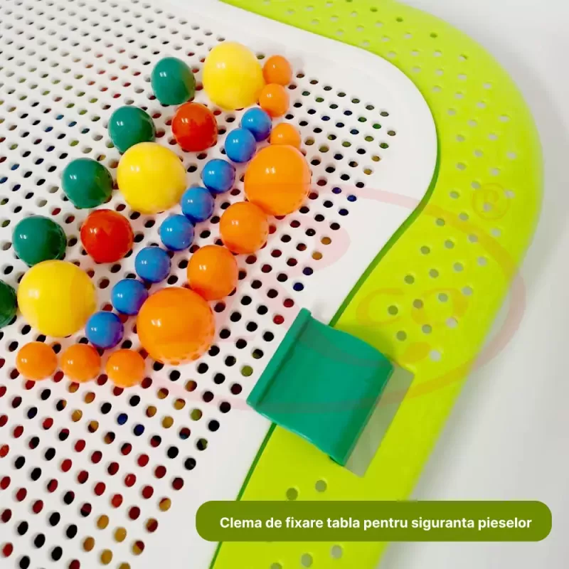 Joc creativ mozaic cu 360 pioneze, 7 culori, trei dimensiuni a pieselor, cutie de depozitare din plastic, 3+ ani, Verde