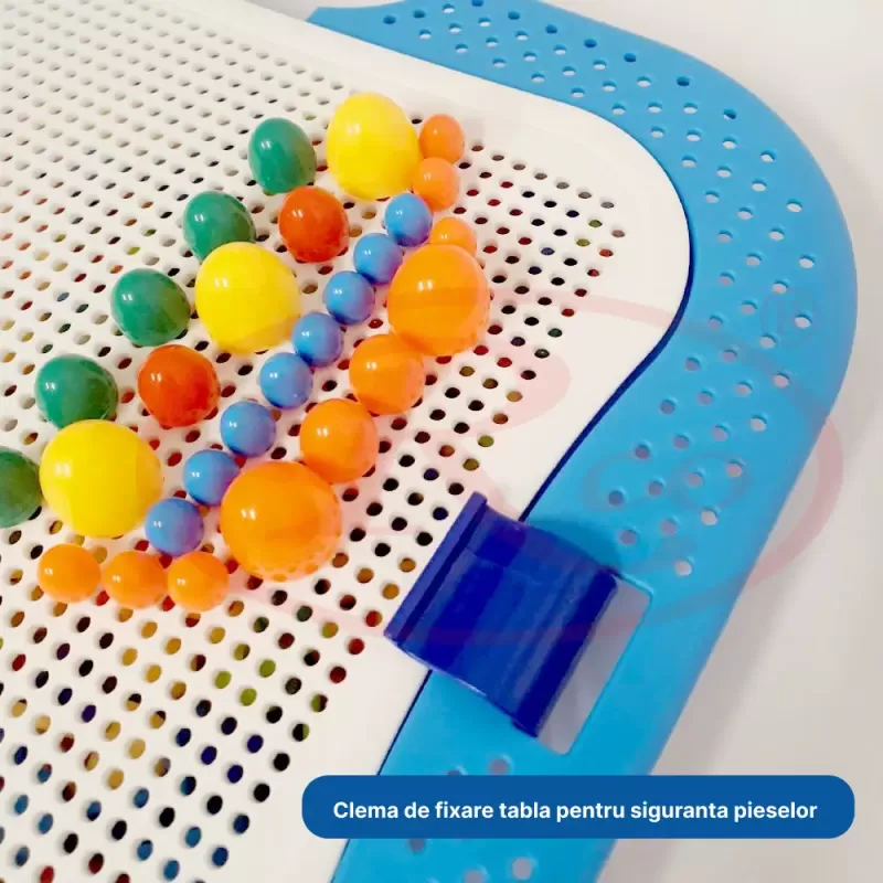 Joc creativ mozaic cu 360 pioneze, 7 culori, trei dimensiuni a pieselor, cutie de depozitare din plastic, 3+ ani, Albastru