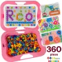 Joc creativ mozaic cu 360 pioneze, 7 culori, trei dimensiuni a pieselor, cutie de depozitare din plastic, 3+ ani, Roz