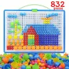 Joc creativ mozaic cu pioneze multicolore si cutie de depozitare din plastic, 832 piese in trei dimensiuni, 3+ ani