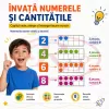 Set educational magnetic pentru matematica cu 5 planse, 50 jetoane colorate si 27 numere si simboluri
