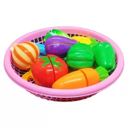 Set jucarii pentru copii cos cu legume de taiat, ,12 piese