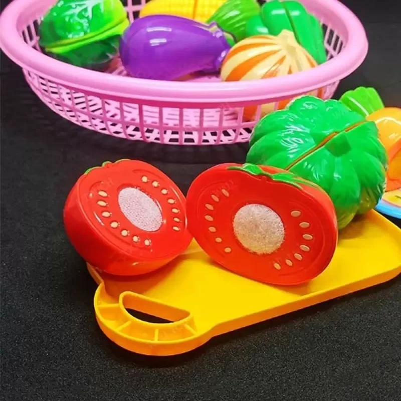 Set jucarii pentru copii cos cu legume de taiat, ,12 piese