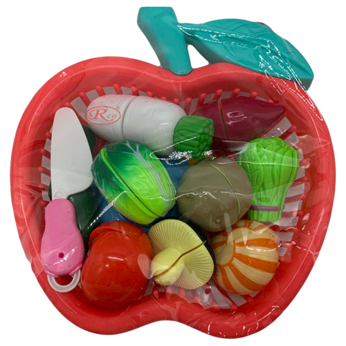 Set jucarii pentru copii cos tip mar cu legume de taiat, ,12 piese