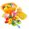 Set jucarii pentru copii cos cu fructe si legume de taiat, Super Market,14 piese