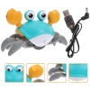 Jucarie interactiva pentru copii, crab mergator cu lumini, sunete si senzori miscare, incarcare USB, 23x14x11 cm, Albastru, 3 ani+
