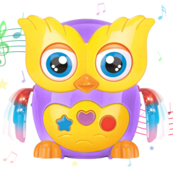 Jucarie Interactiva muzicala cu functii si lumini multicolore, Cute Owl RCO, 14x13 cm, 3+ ani