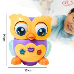 Jucarie Interactiva muzicala cu functii si lumini multicolore, Cute Owl RCO, 14x13 cm, 3+ ani