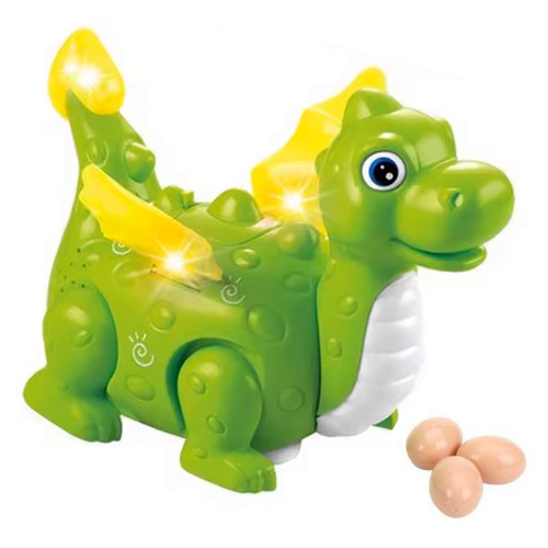 Jucarie interactiva RCO, Dino cu trei oua, lumini, muzica, miscare si proiector, 21x22x18 cm, 3+ani