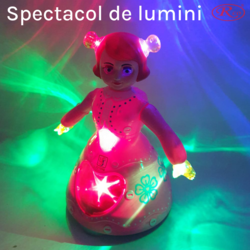 Jucarie Interactiva muzicala, cu lumini multicolore si rotire 360° , Printesa Dansatoare, 21.5x13.5 cm, 3+ ani