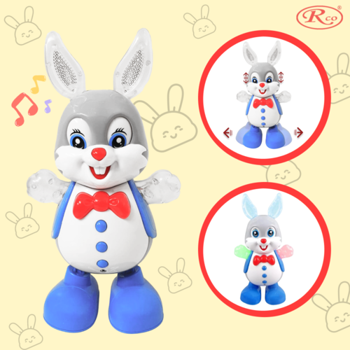Jucarie Interactiva muzicala, cu lumini multicolore, Iepurasul Dansator, 24x14 cm, 3+ ani