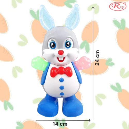 Jucarie Interactiva muzicala, cu lumini multicolore, Iepurasul Dansator, 24x14 cm, 3+ ani