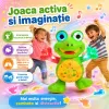 Jucarie interactiva pentru copii, model broscuta dansatoare, cu efecte luminoase, efecte sonore si miscare automata