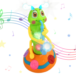Jucarie Interactiva muzicala, cu lumini multicolore si rotire 360° , Omida Cantareata, 25x14 cm, 3+ ani