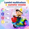 Jucarie interactiva pentru copii, model baietel pe tricicleta, cu efecte sonore, lumini intermitente si miscare automata