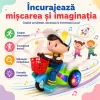 Jucarie interactiva pentru copii, model baietel pe tricicleta, cu efecte sonore, lumini intermitente si miscare automata