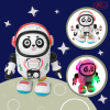 Jucarie Interactiva muzicala, cu lumini multicolore, Ursulet Panda Cosmonaut, 19x15 cm, 3+ ani