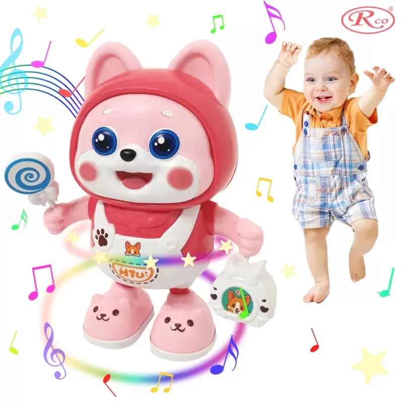 Jucarie interactiva pentru copii – Catelusul dansator, 20 cm, 3+ ani, Roz