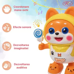 Jucarie interactiva pentru copii – Catelusul dansator, 20 cm, 3+ ani, Portocaliu