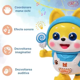 Jucarie interactiva pentru copii – Catelusul dansator, 20 cm, 3+ ani, Albastru