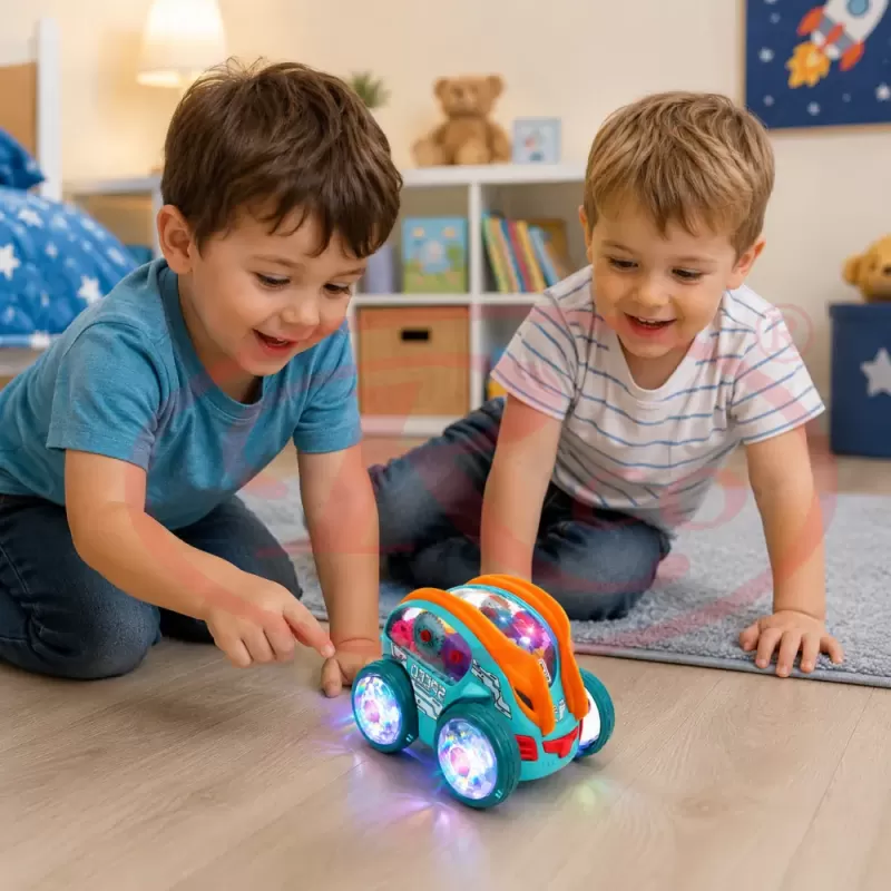 Masinuta acrobatica de drift cu rotire la 360° si rasturnari de 180 grade cu iluminare LED si muzica, 3+