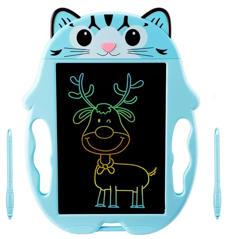 Tableta copii LCD Motanel cu buton de stergere, 23cm, Albastru