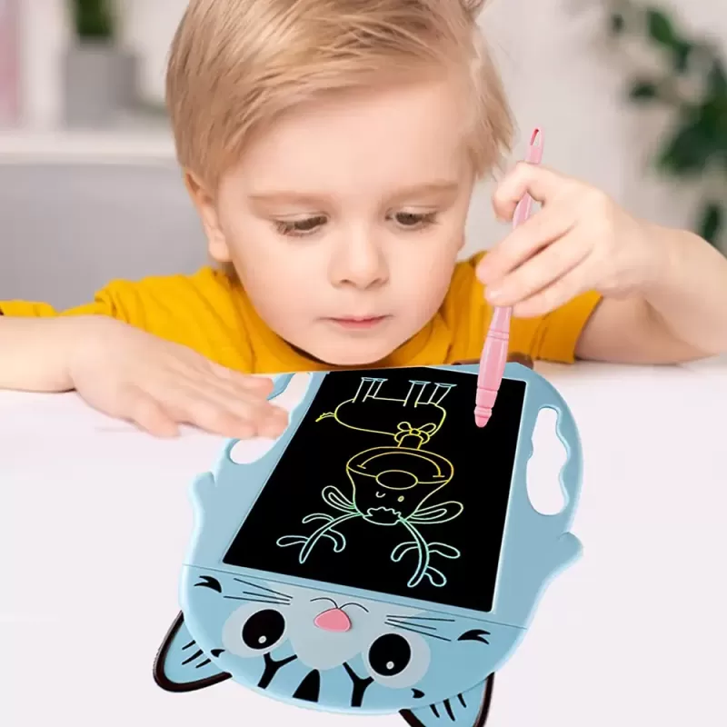 Tableta copii LCD Motanel cu buton de stergere, 23cm, Albastru