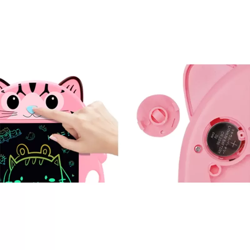 Tableta copii LCD Pisicuta cu buton de stergere, 23cm, Roz